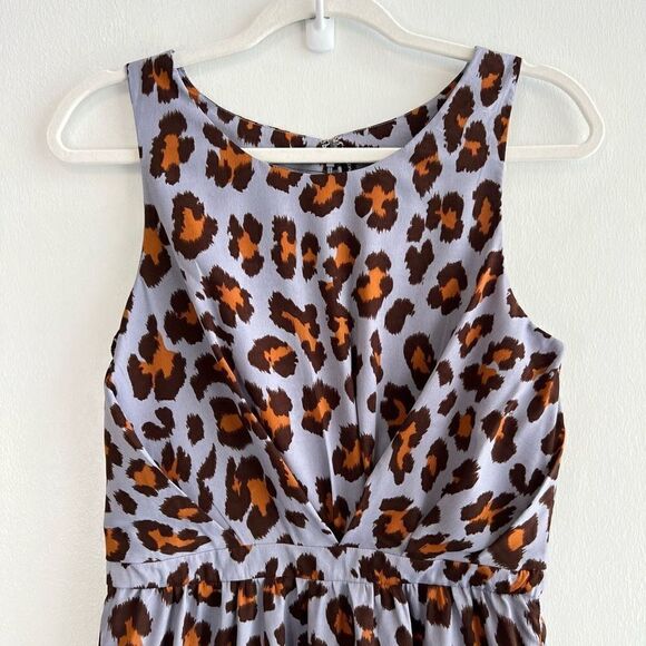 W118 Walter Baker Bold Blue Leopard Print Sleeveless Midi Cocktail Dress Small - Picture 2 of 13